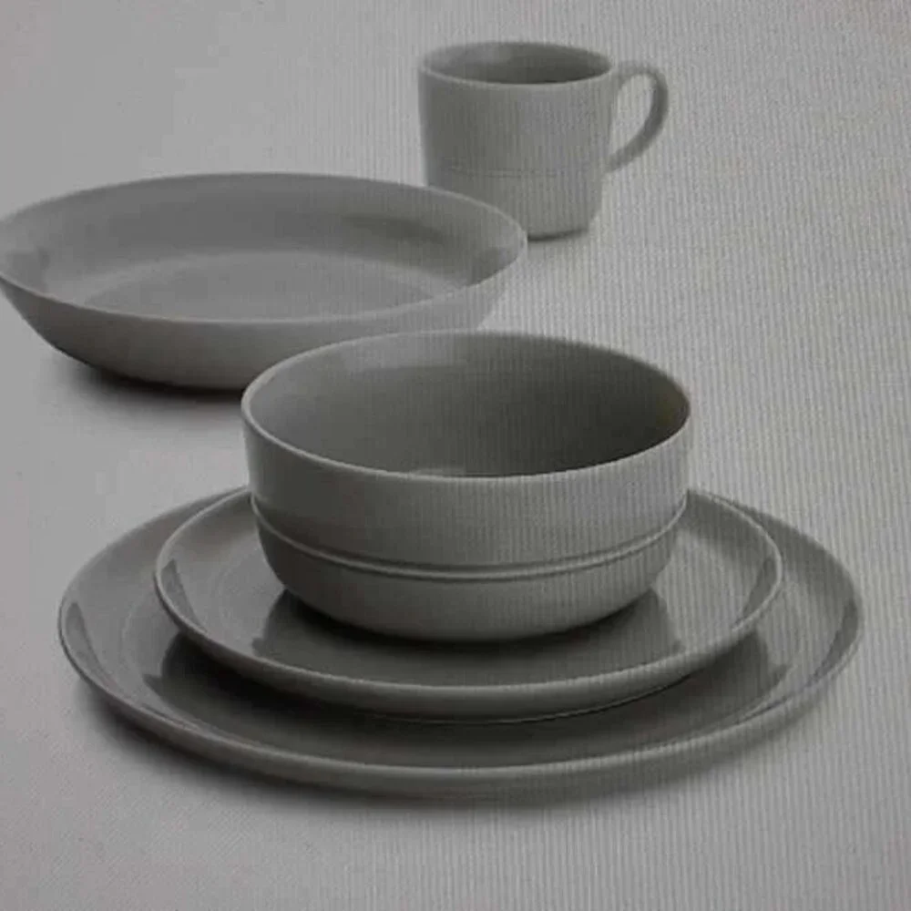 Crate&Barrel Light Grey Coffee Mugs - set of (4)
